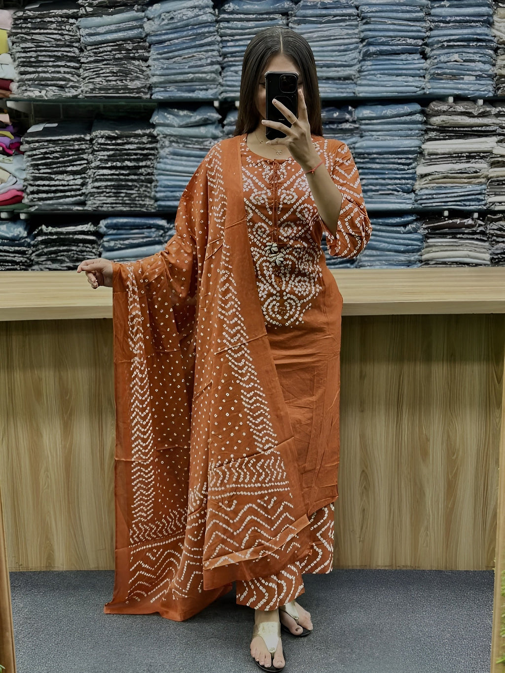 Women Premium Cotton Kurta Set with Pants and Dupatta Adda Work Straight Ethnic Three Piece Suit