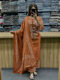 Women Premium Cotton Kurta Set with Pants and Dupatta Adda Work Straight Ethnic Three Piece Suit