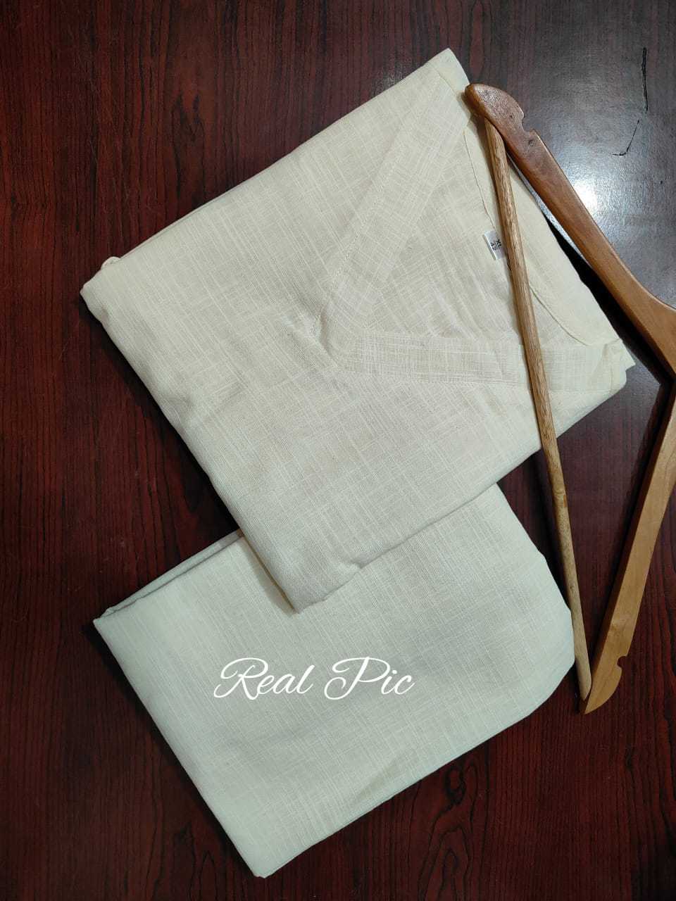 White Premium Cotton Slub Kurta And Pant Set For Women