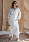 Simple & Elegant Cotton Kurti Plazo Set | Self Print | Summer-Perfect | Sizes MXXXL