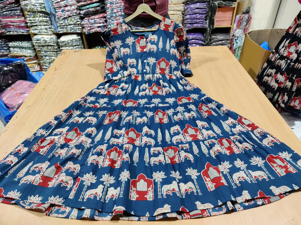 Chic Blue Cotton Puff Sleeve Midi Dress  Summer Collection Launch