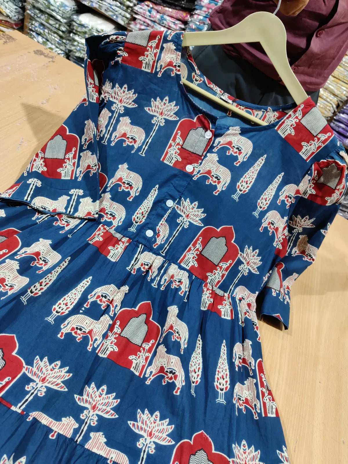 Chic Blue Cotton Puff Sleeve Midi Dress  Summer Collection Launch