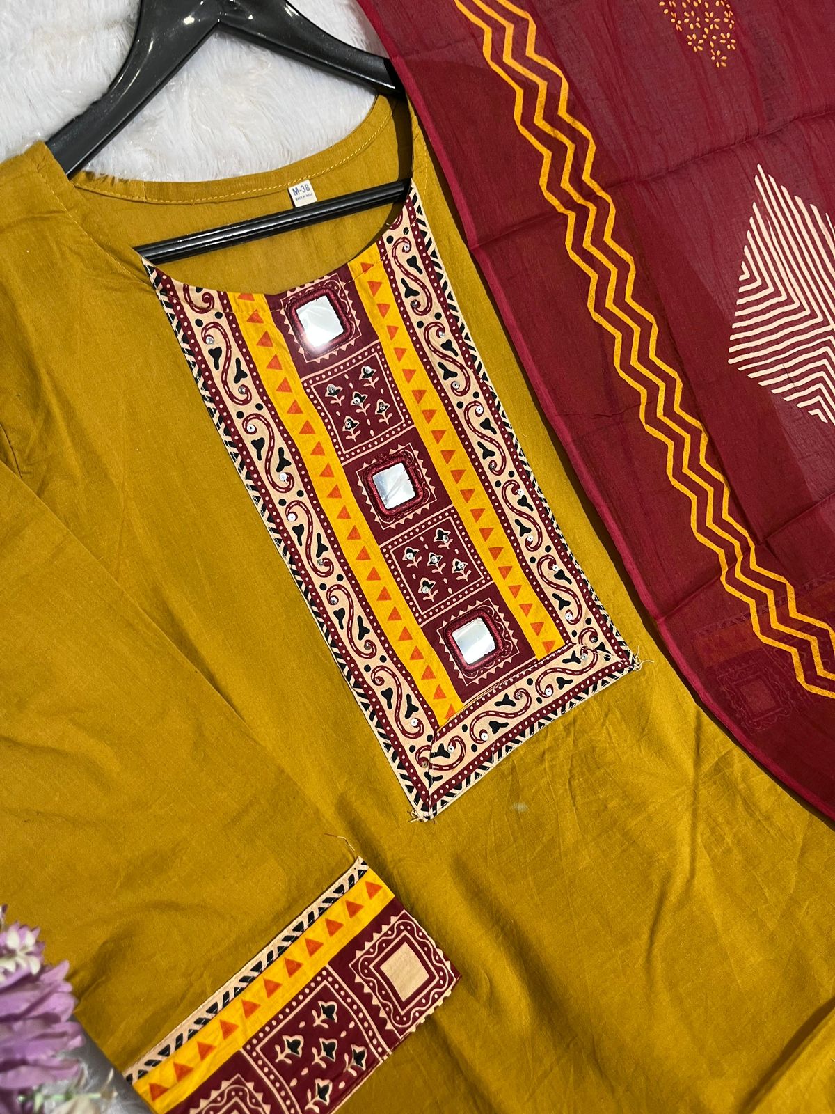 Women Printed Cotton Kurta Pant Dupatta Set