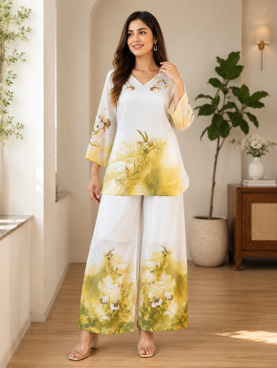 Premium Floral Digital Print Mul Cotton Co-Ord Set