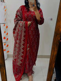 Premium cotton straight kurti set with intricate Jaipuri print and hand-crafted detailing