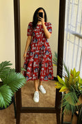 Bold Black Cotton Puff Sleeve Midi Dress  Summer Collection Launch