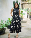 Elegant Printed A-Line Halter Neck Kurta Palazzo Set