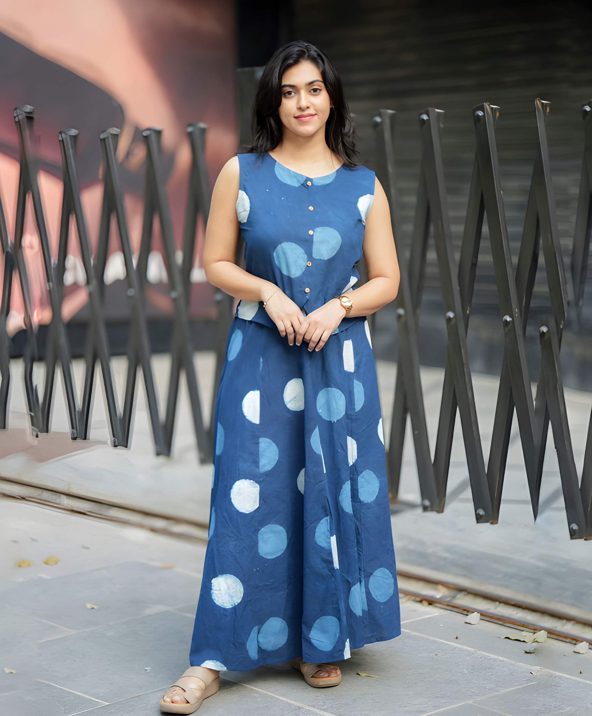Women Printed Cotton Top And Skirt Set