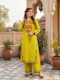 Women's Floral Aari Work Cotton Kurta Pant Set