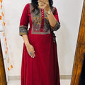 Designer Heavy A-line Kurti Palazzo Set with Mirror Yoke