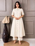 Women's A-Line Cotton Kurti Palazzo Set with Katha Work