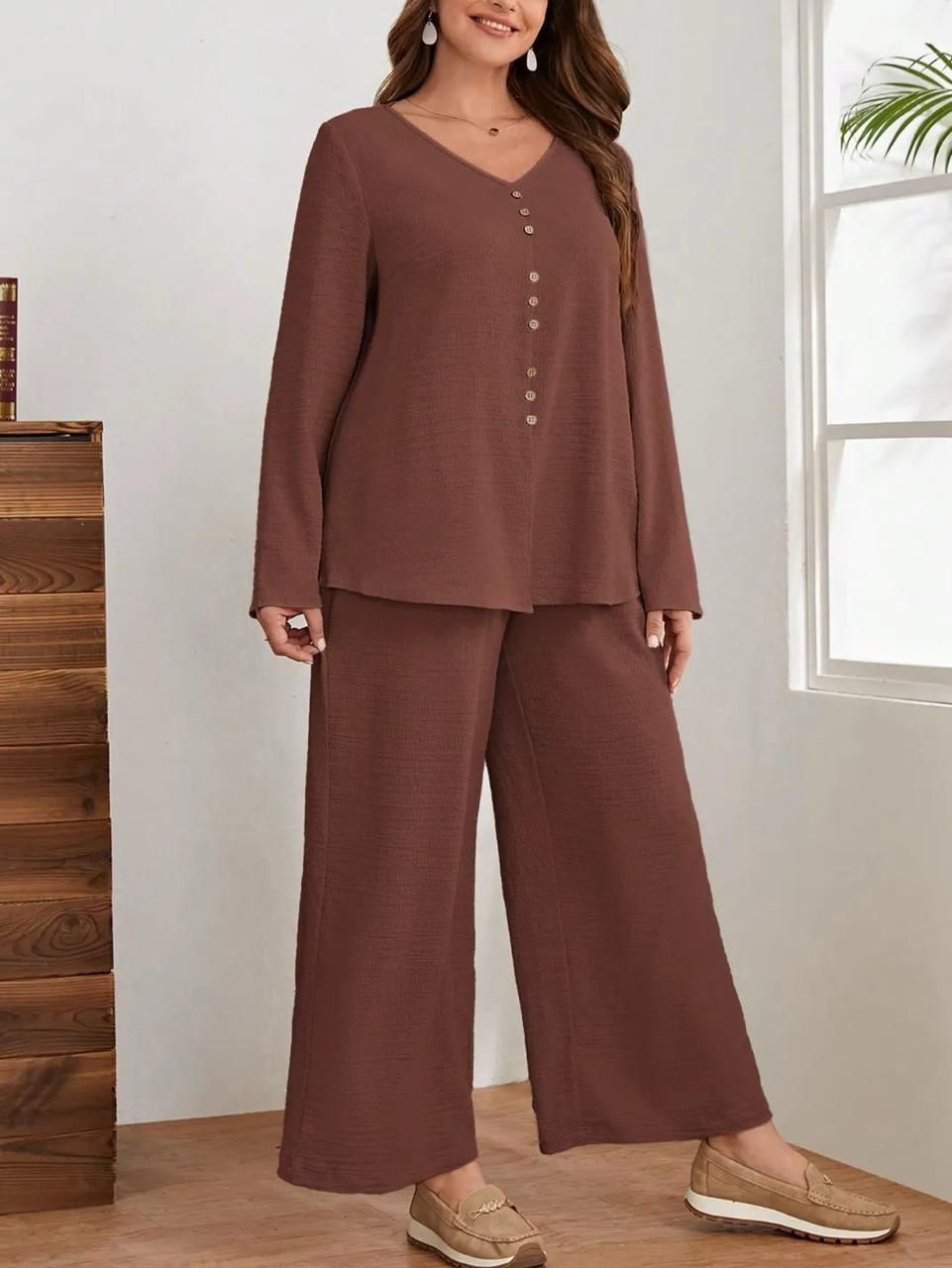 Women Premium Cotton Flex Straight Kurta Set with Pants Minimal Button Detail Ethnic Co-Ord Set