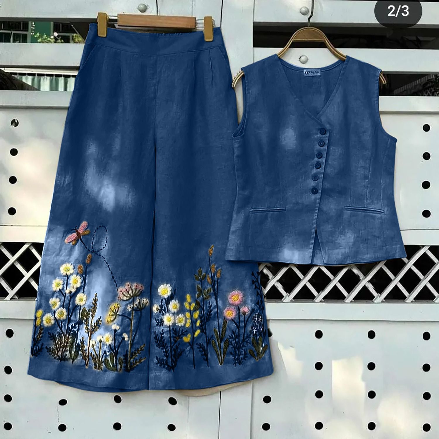 Premium cotton slub embroidered co-ord set with tailored silhouette and functional detailing