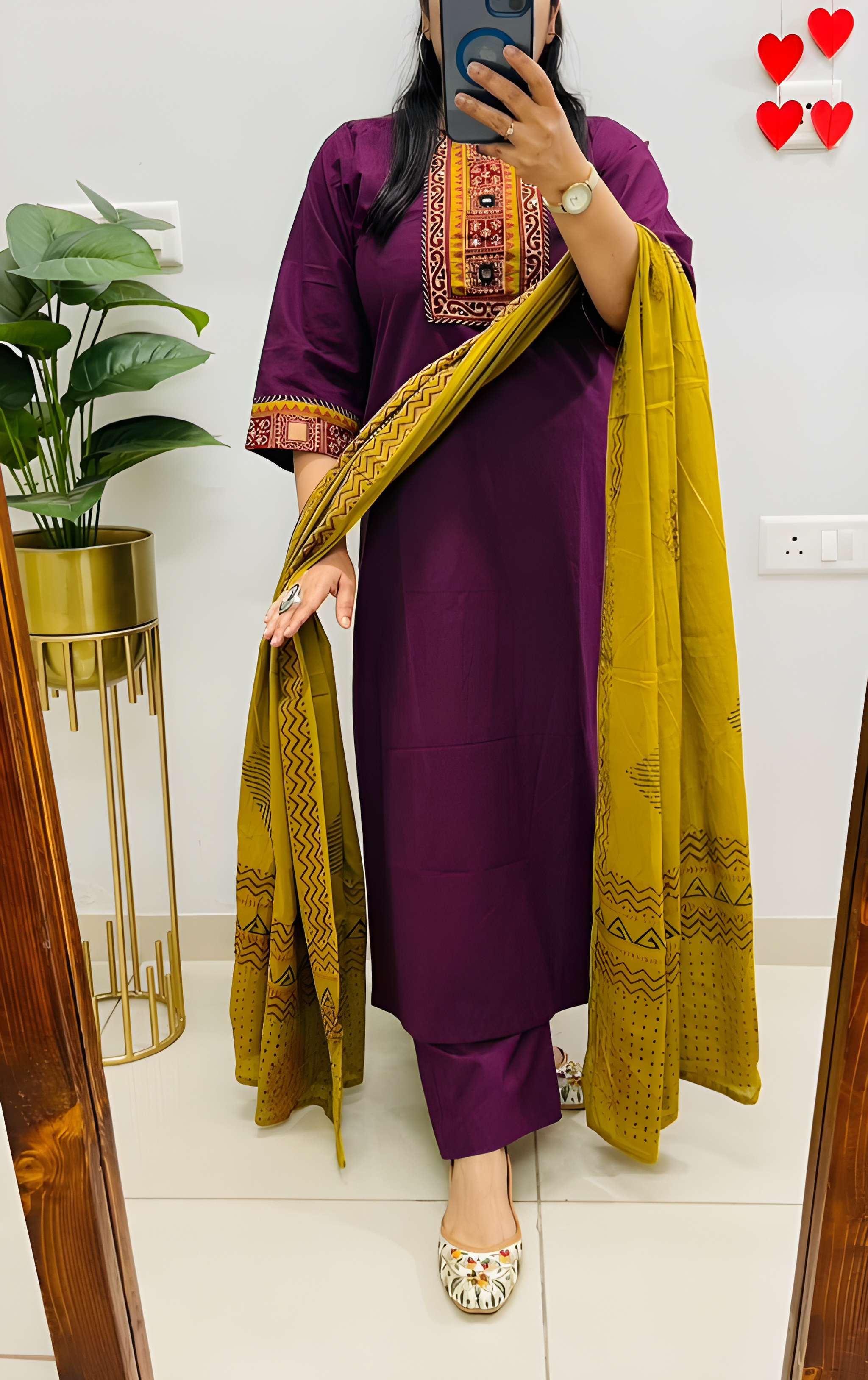 Women Printed Cotton Kurta Pant Dupatta Set