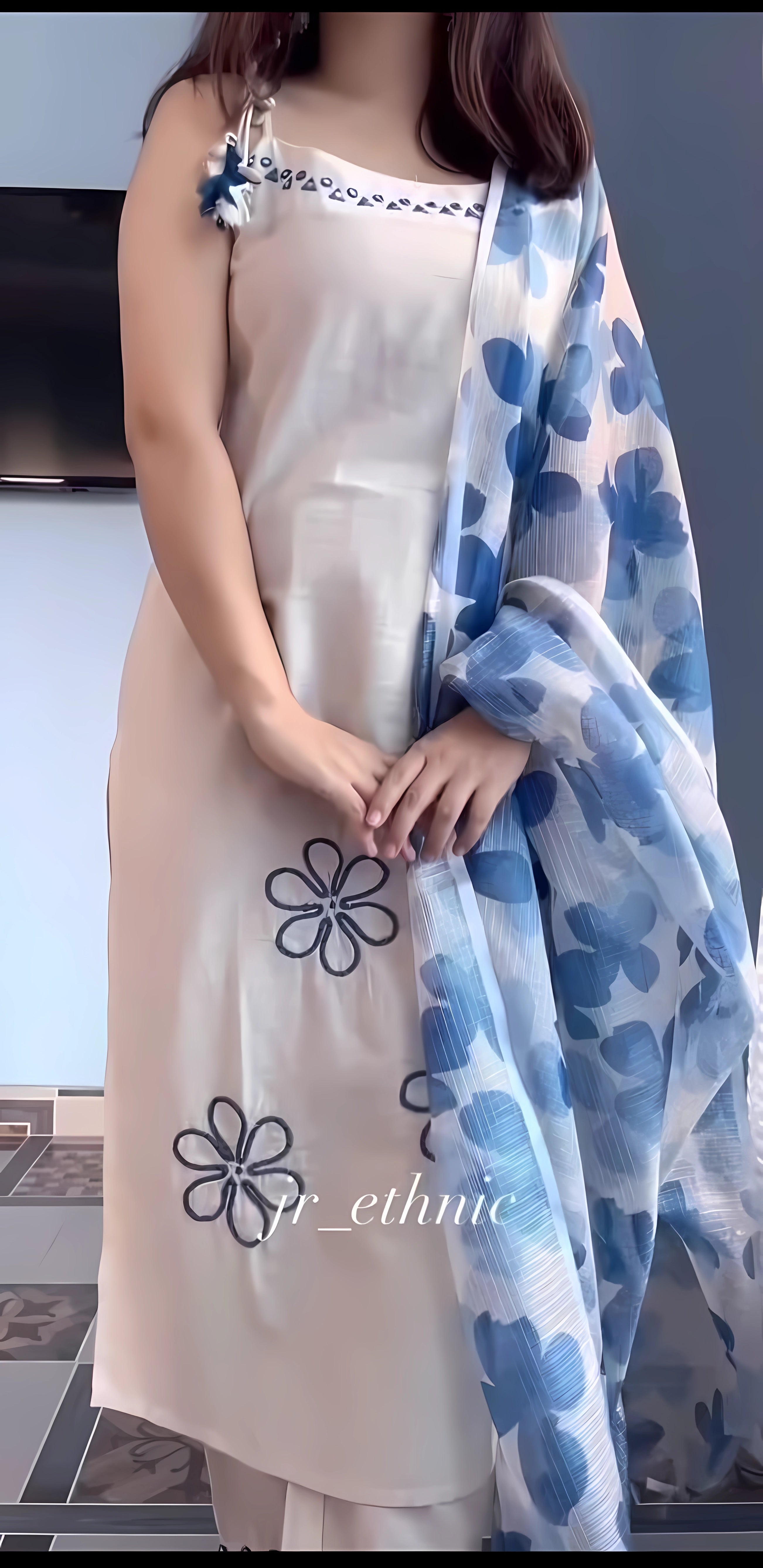 Beautiful Cotton Flex Kurti Set with Kotadoriya Dupatta