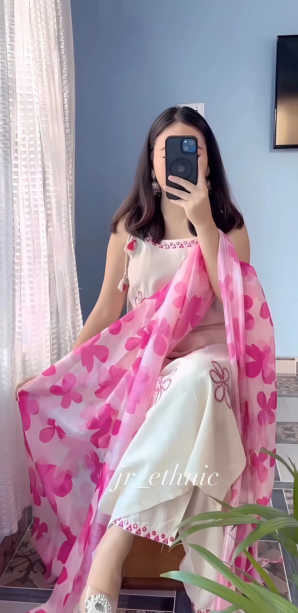 Beautiful Cotton Flex Kurti Set with Kotadoriya Dupatta