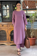 Premium cotton slub monochrome kurti set with minimalistic design and everyday elegance
