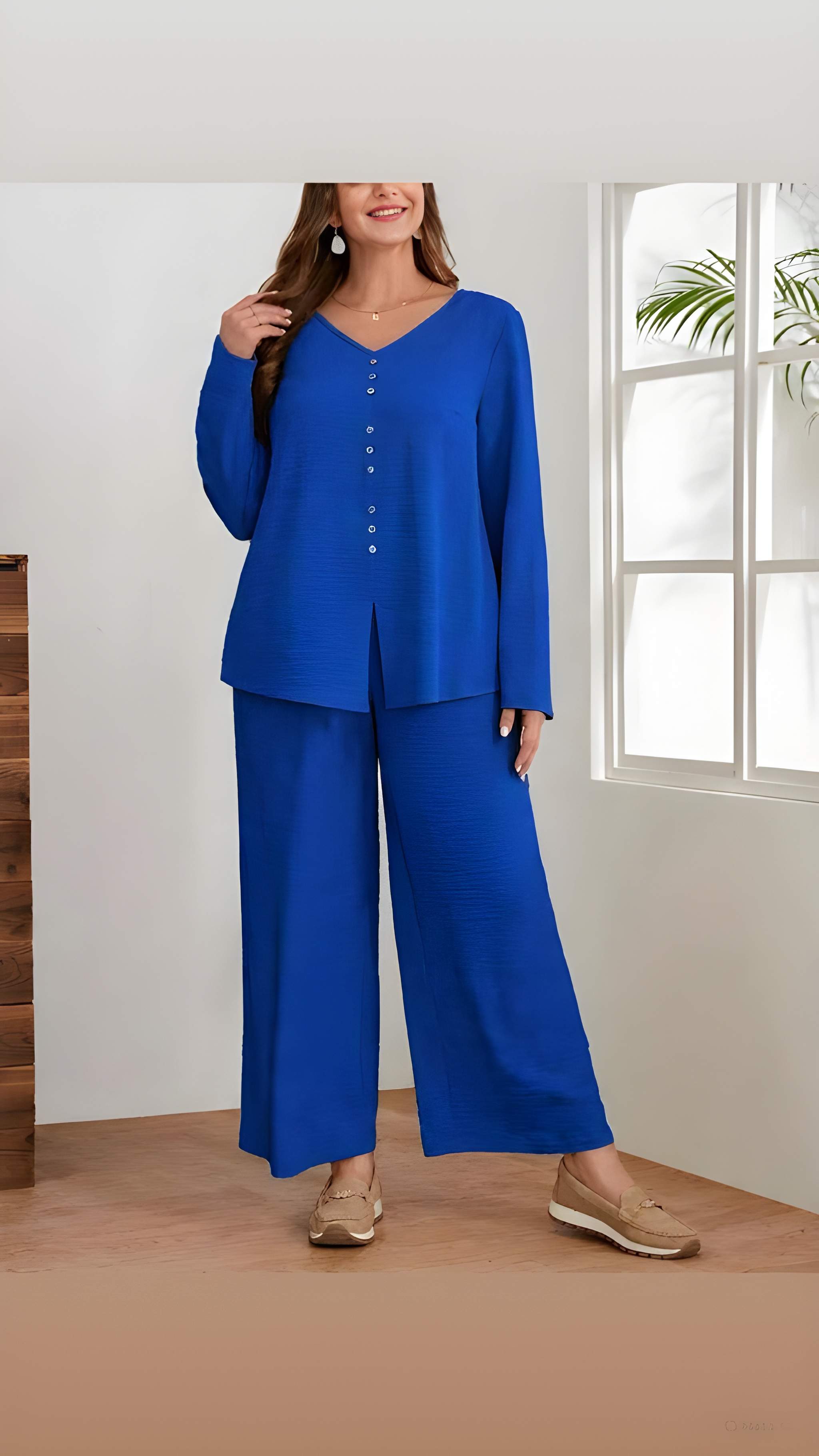 Women Premium Cotton Flex Straight Kurta Set with Pants Minimal Button Detail Ethnic Co-Ord Set