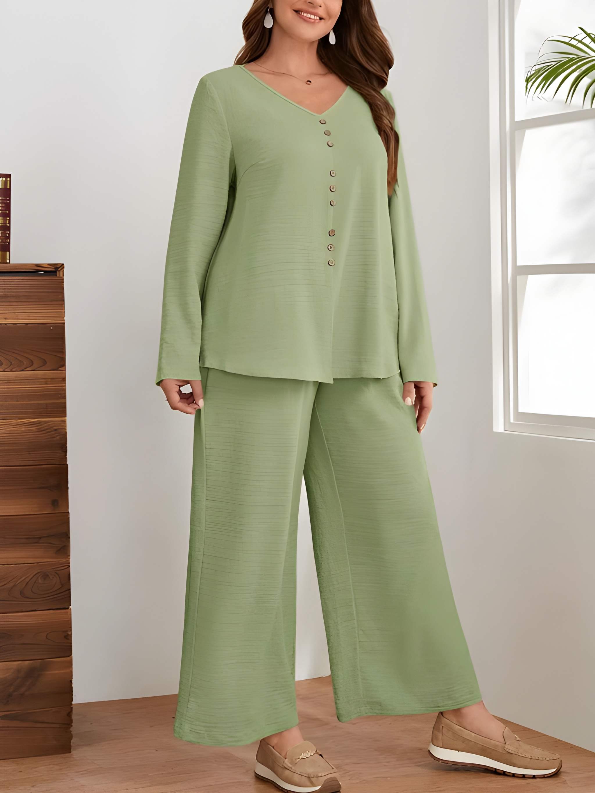 Women Premium Cotton Flex Straight Kurta Set with Pants Minimal Button Detail Ethnic Co-Ord Set