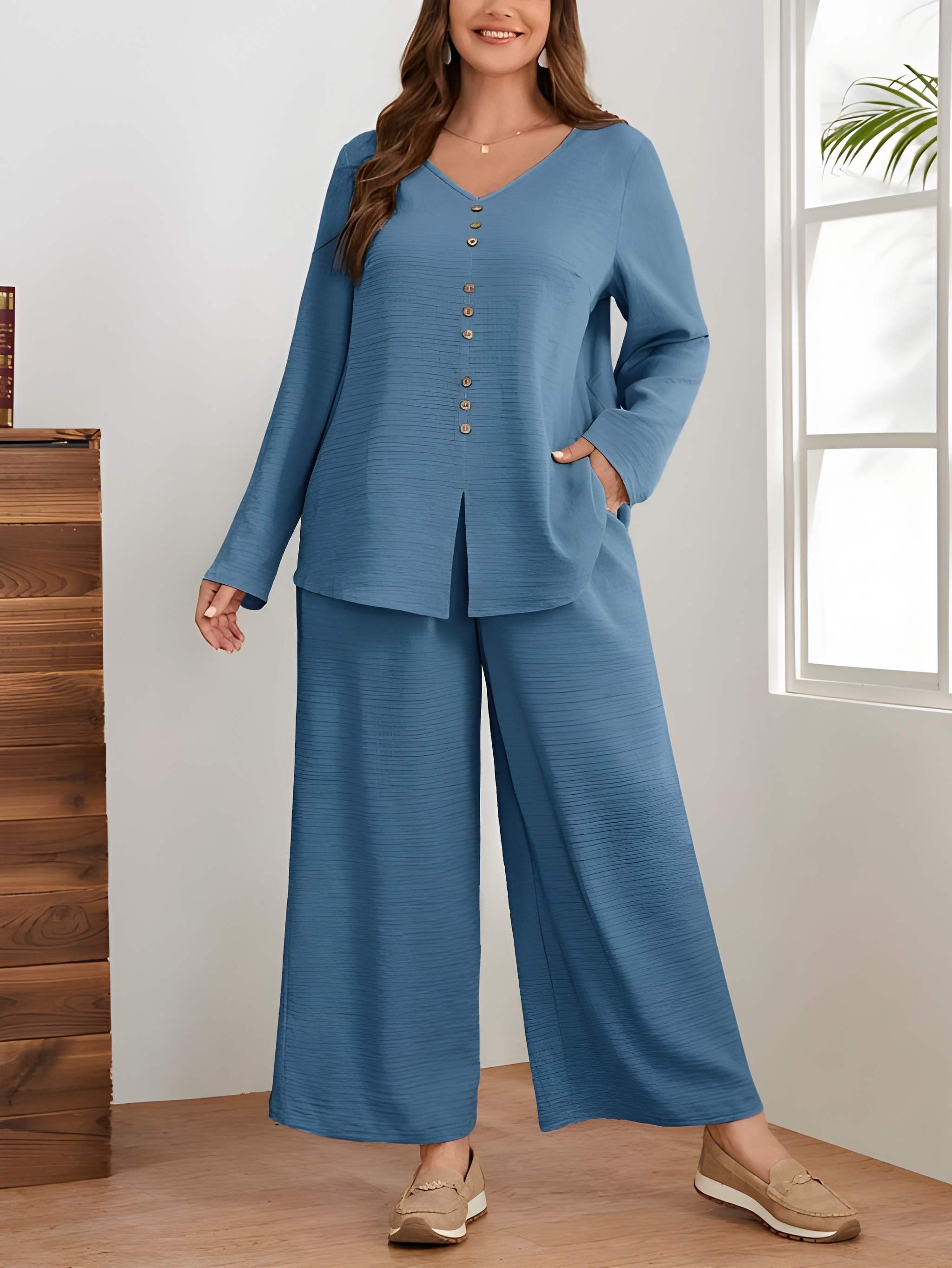 Women Premium Cotton Flex Straight Kurta Set with Pants Minimal Button Detail Ethnic Co-Ord Set