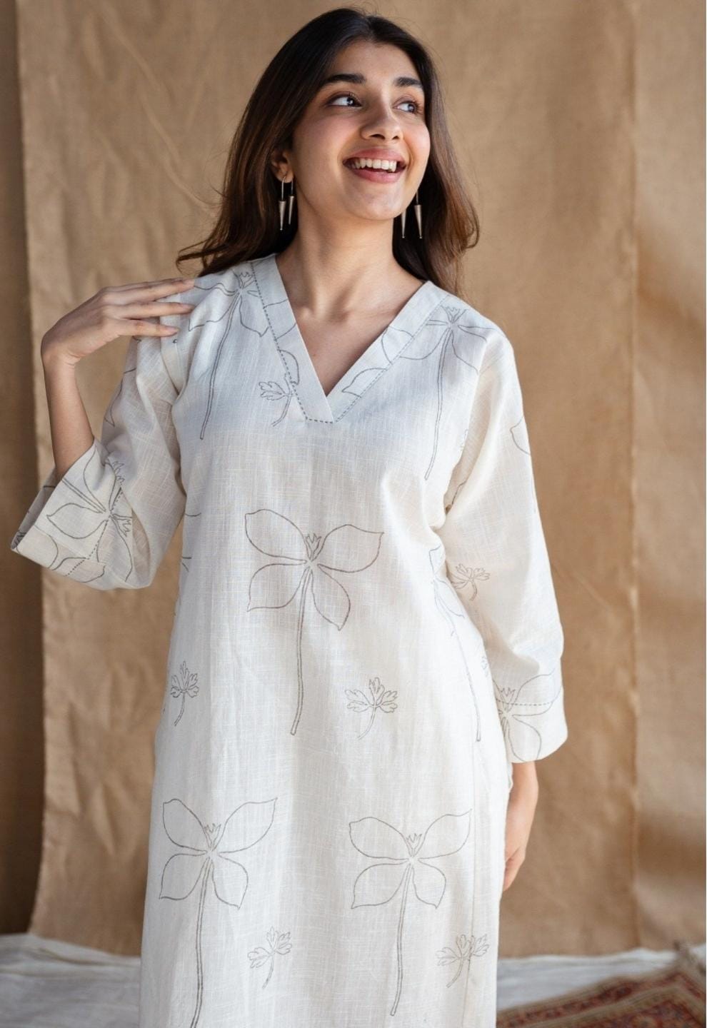 Simple & Elegant Cotton Kurti Plazo Set | Self Print | Summer-Perfect | Sizes MXXXL