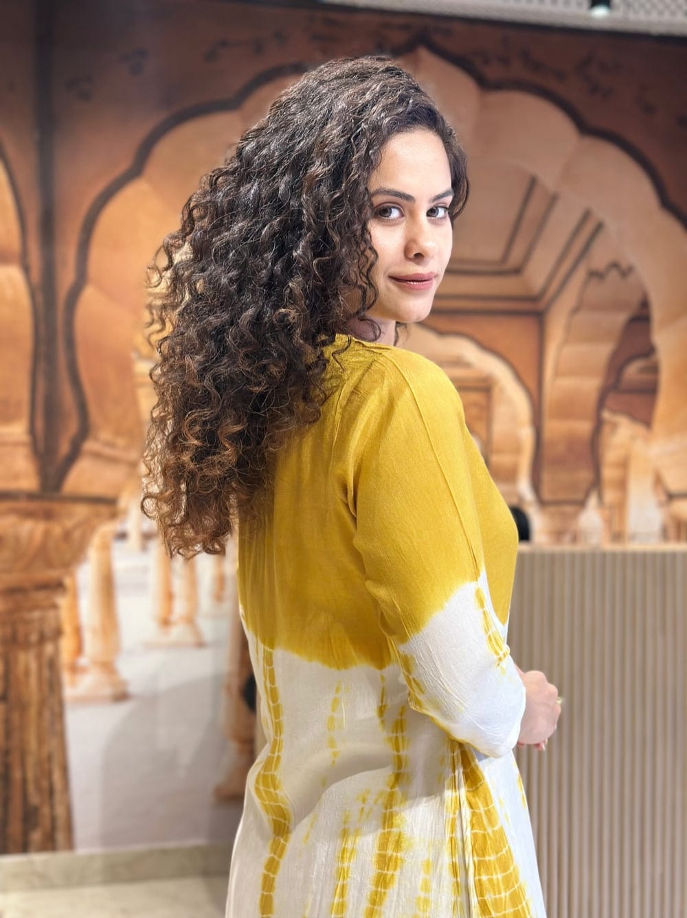 Premium Tie-dye Cotton Kurti Pant Set - Yellow