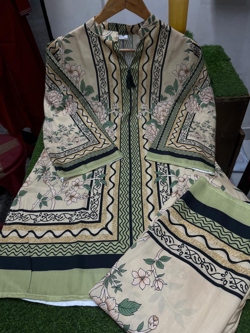 Women's Floral Printed Muslin Kurta Palazzo Co-Ord Set
