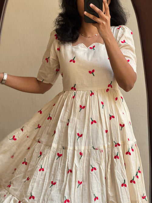 Beautiful Embroidary Work White Cotton Midi Kurti For Women