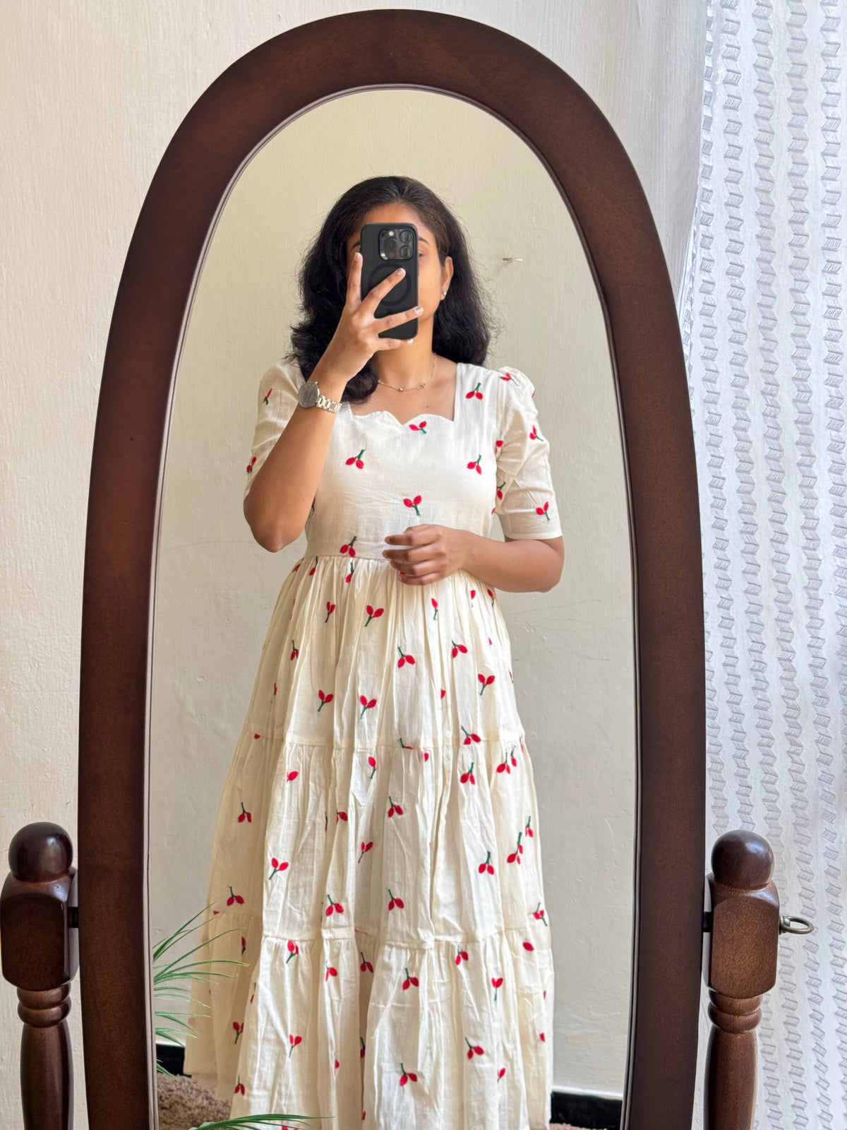 Beautiful Embroidary Work White Cotton Midi Kurti For Women
