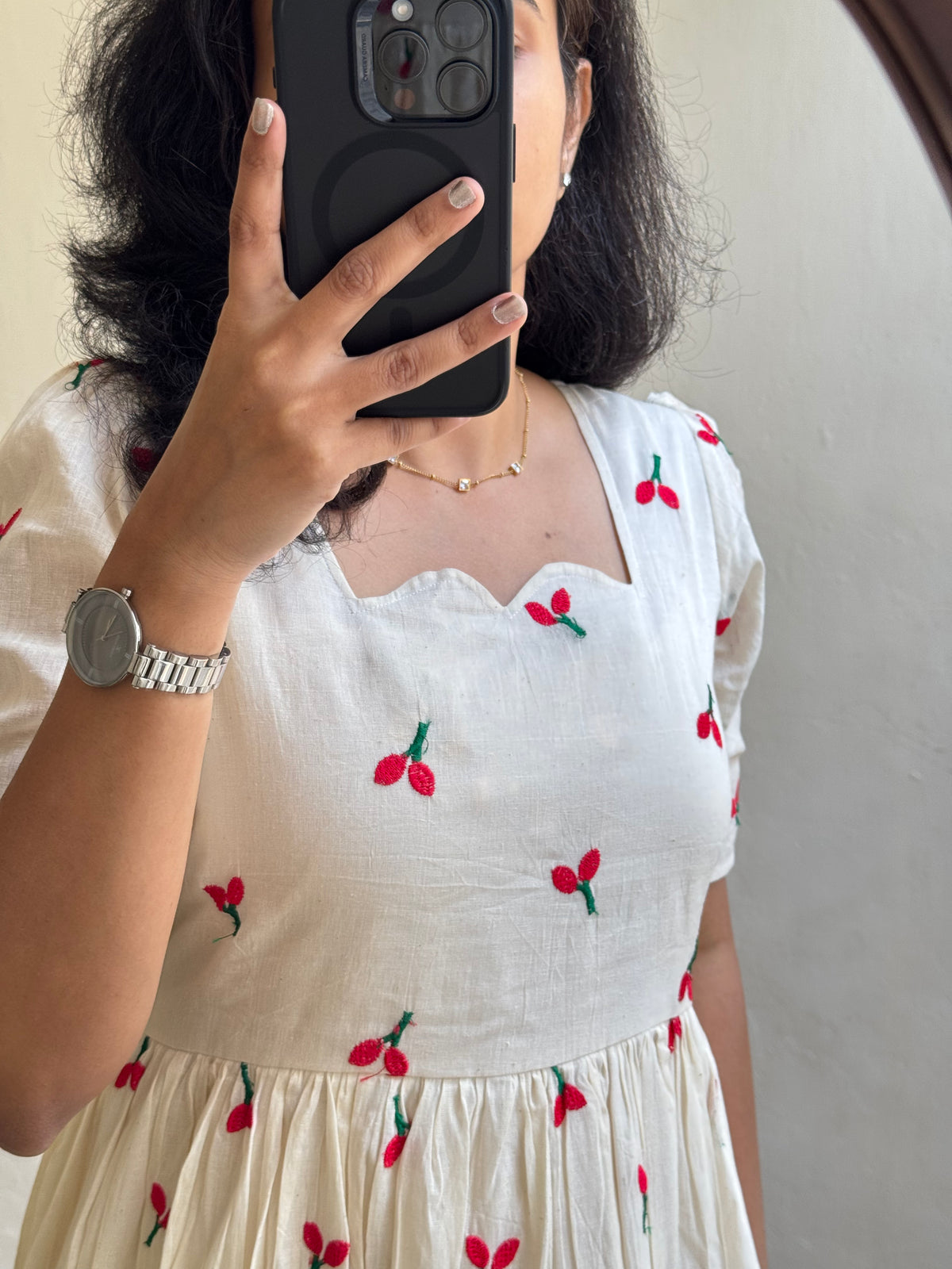 Beautiful Embroidary Work White Cotton Midi Kurti For Women