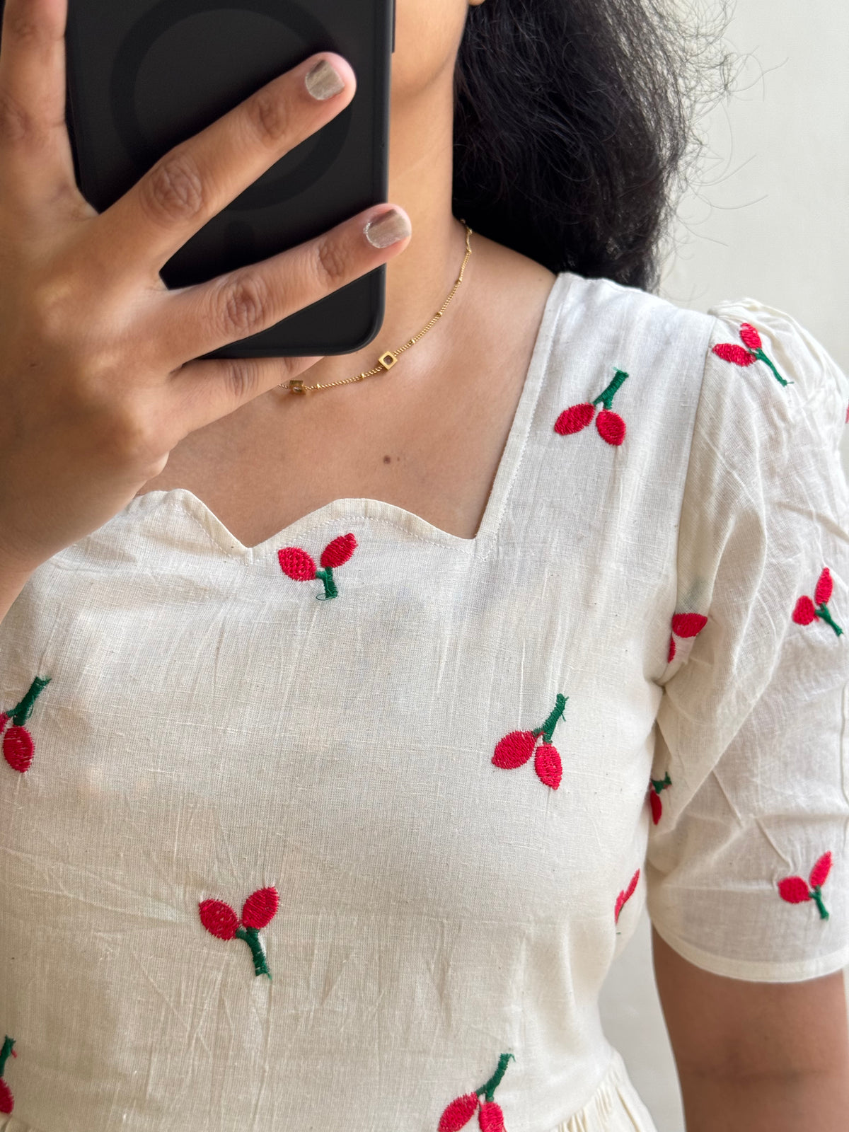 Beautiful Embroidary Work White Cotton Midi Kurti For Women