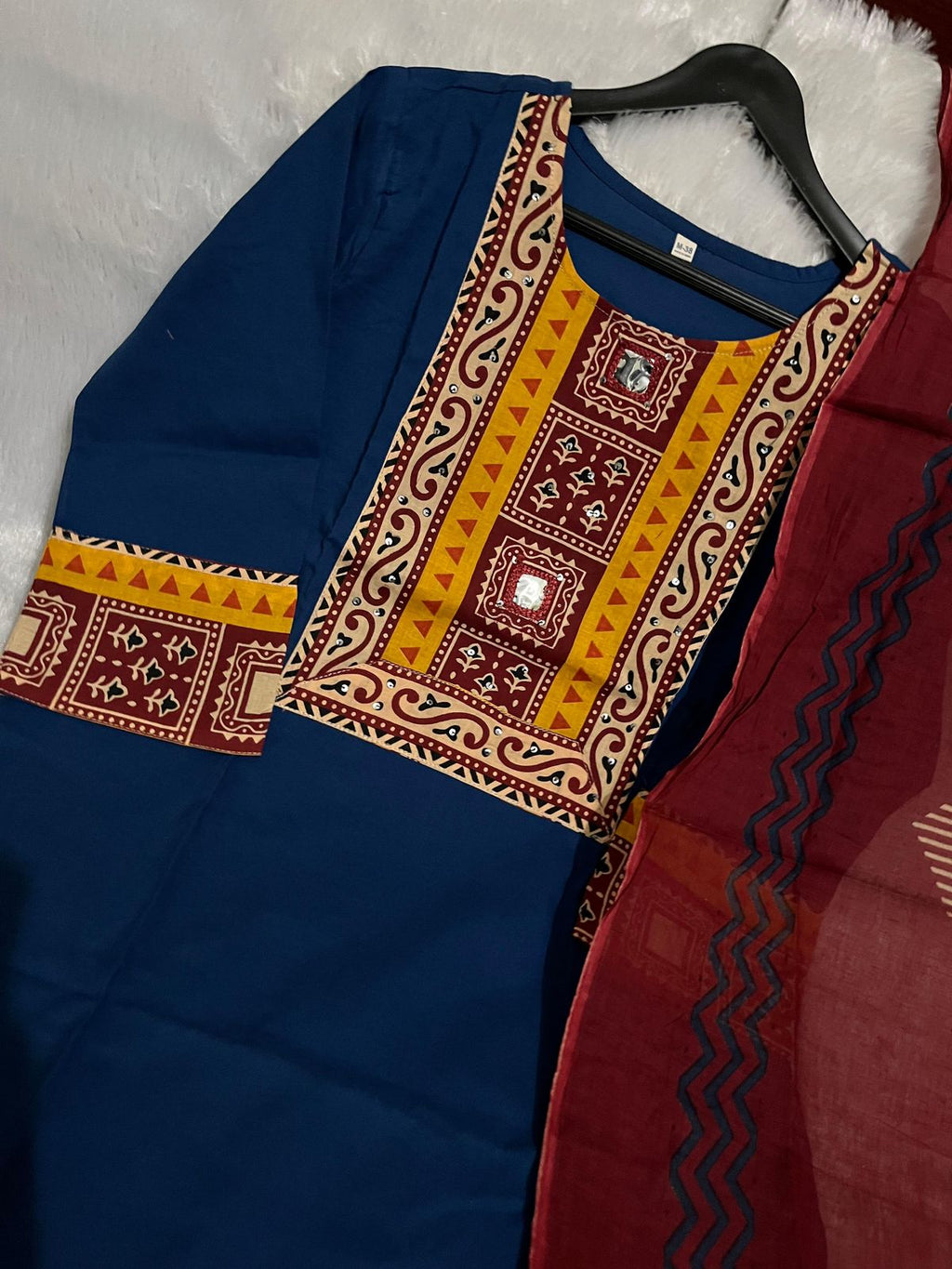 Women Printed Cotton Kurta Pant Dupatta Set