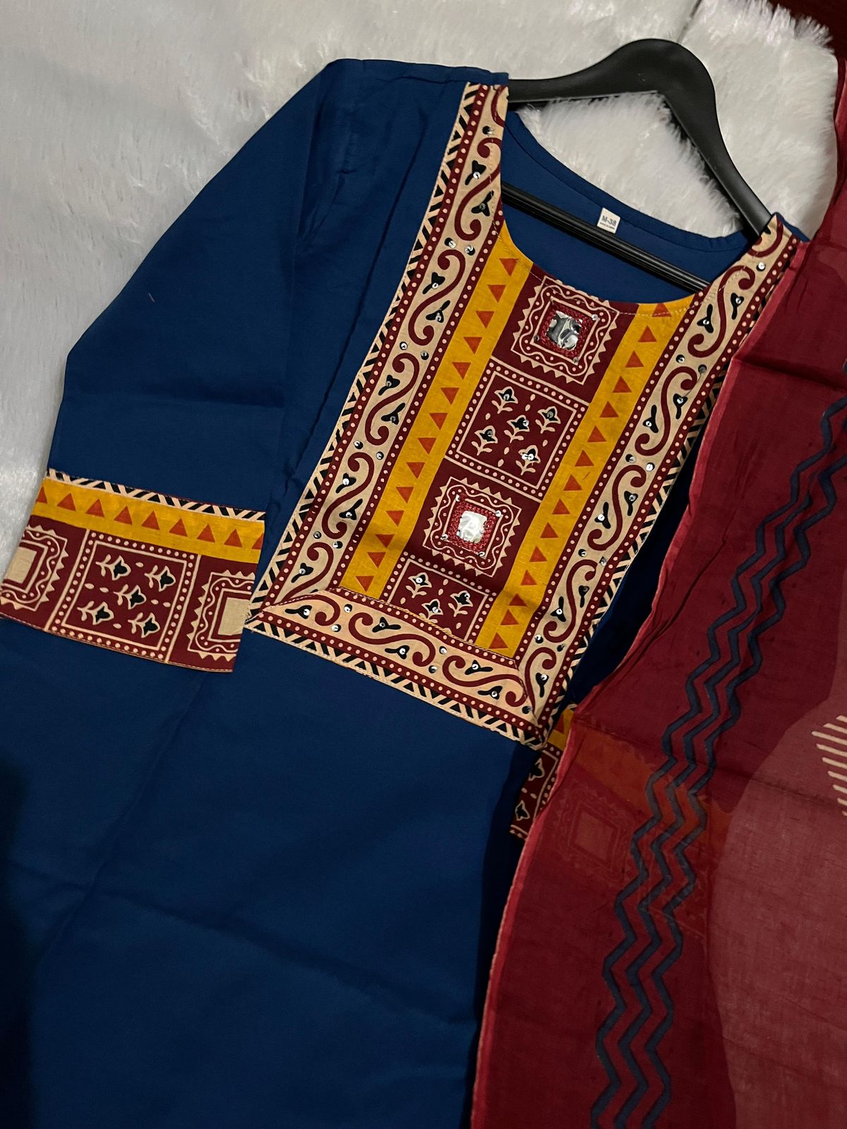 Women Printed Cotton Kurta Pant Dupatta Set