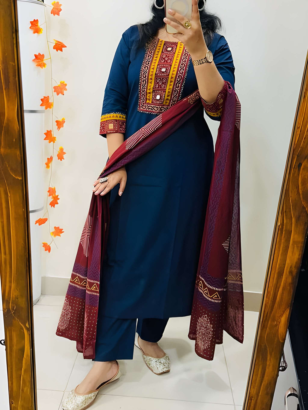 Women Printed Cotton Kurta Pant Dupatta Set
