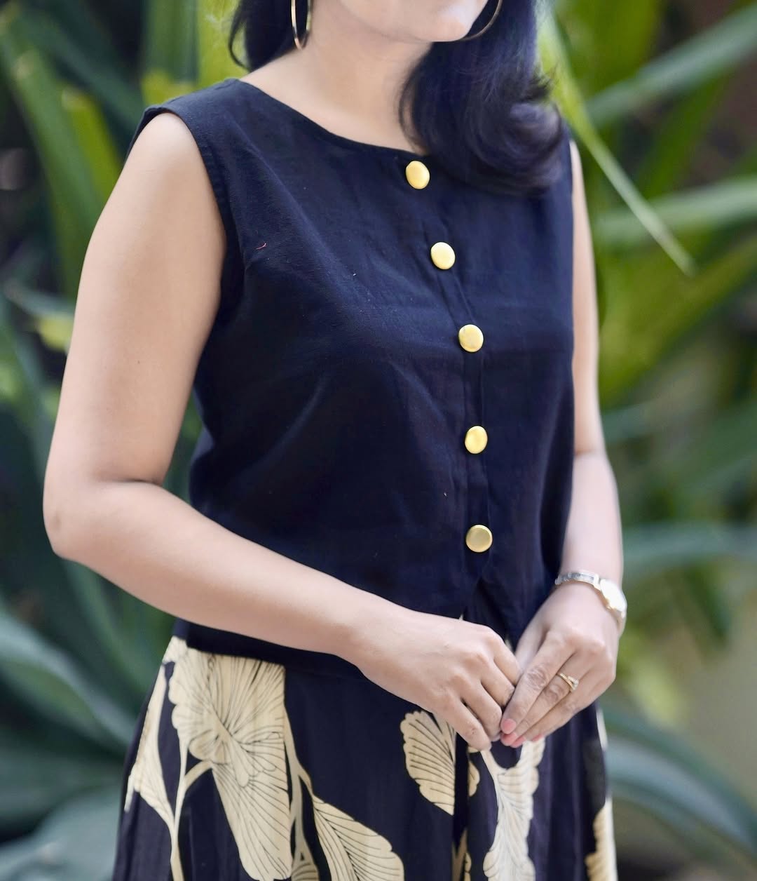 Women Printed Cotton Top And Skirt Set