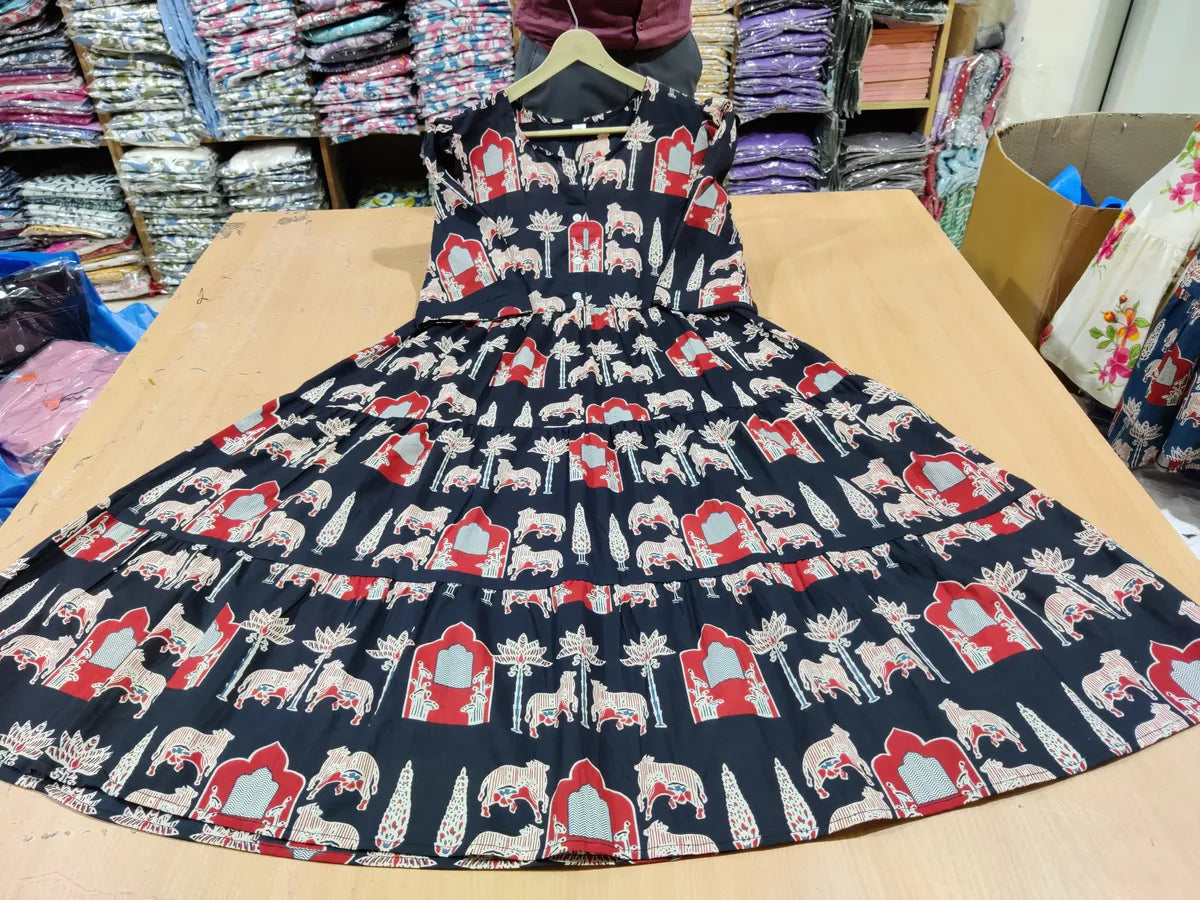 Bold Black Cotton Puff Sleeve Midi Dress  Summer Collection Launch