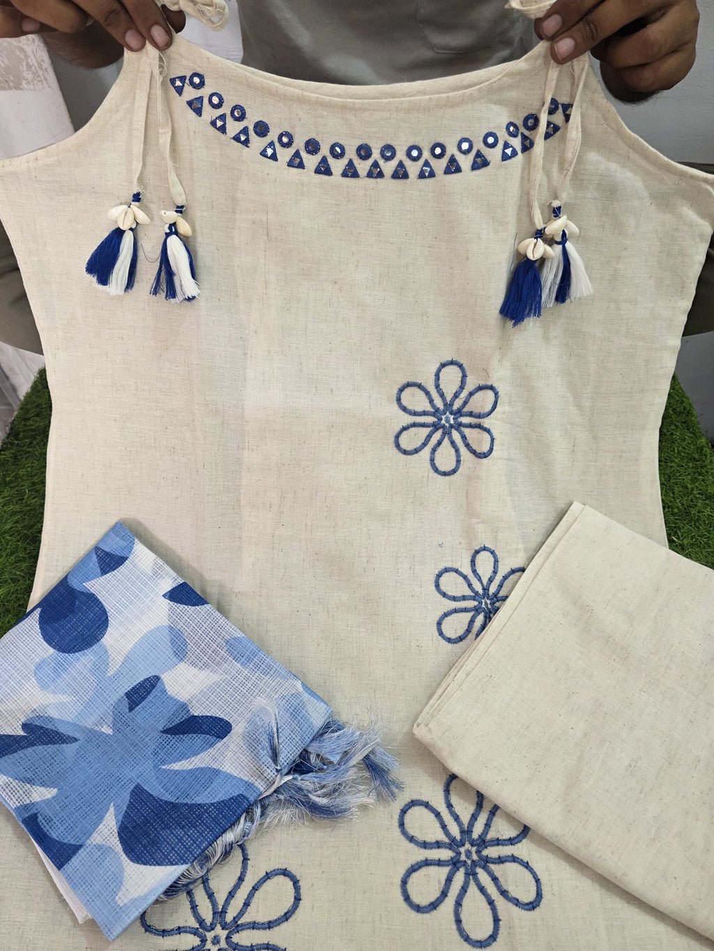 Beautiful Cotton Flex Kurti Set with Kotadoriya Dupatta