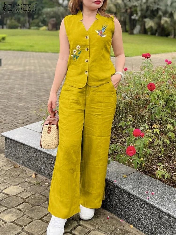 Yellow Premium Cotton Slub Top & Pant Co-Ord Set