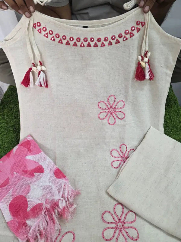 Beautiful Cotton Flex Kurti Set with Kotadoriya Dupatta