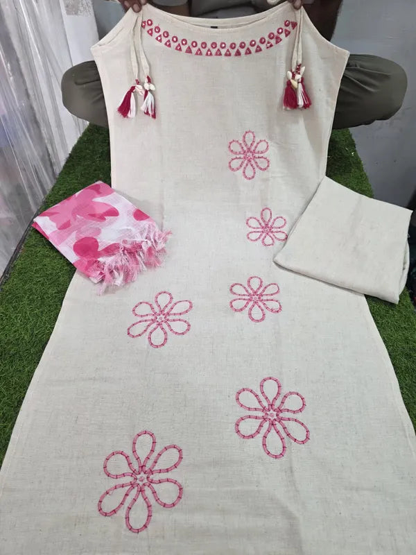 Beautiful Cotton Flex Kurti Set with Kotadoriya Dupatta