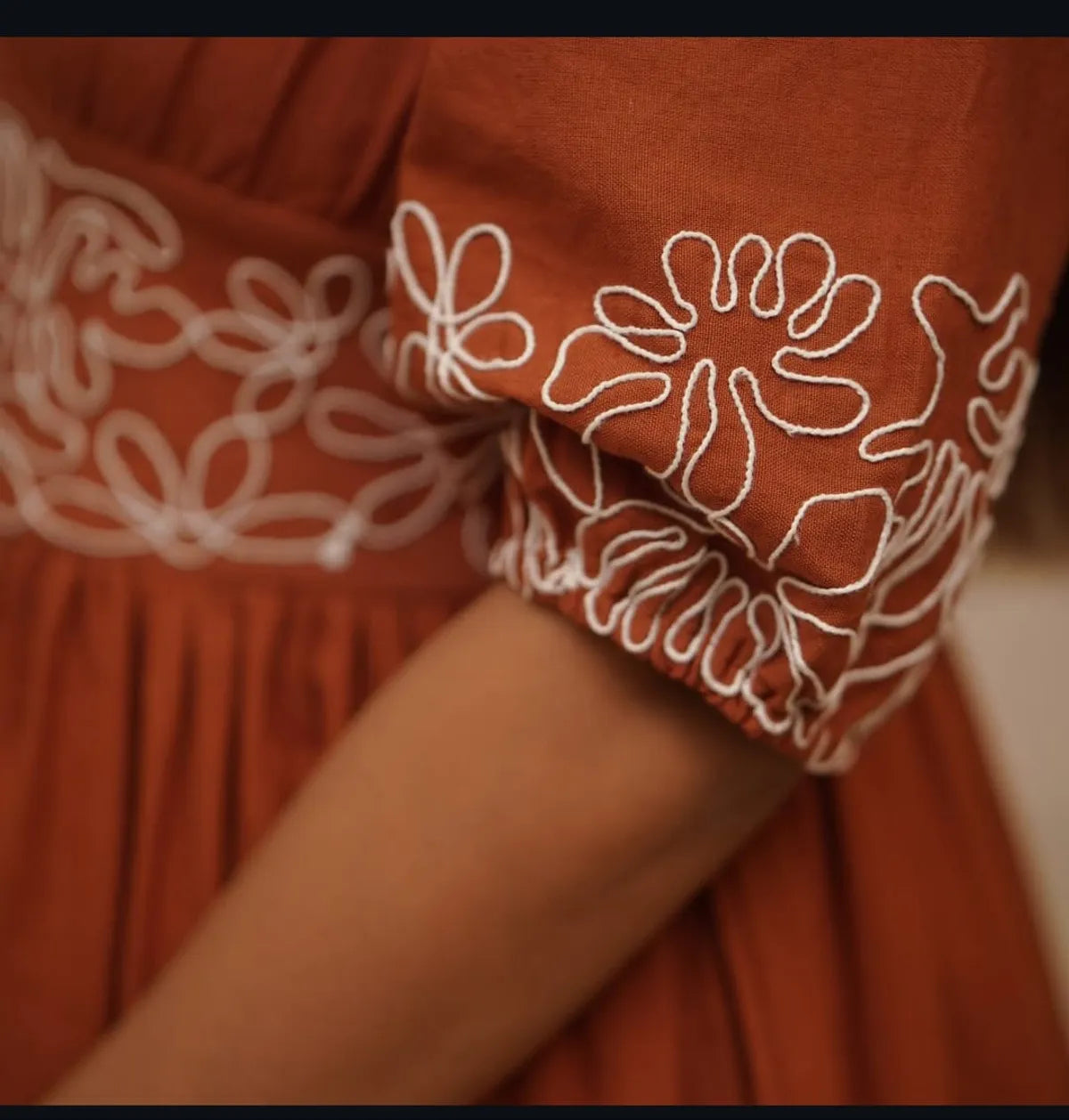Classy cotton gown dress with embroidered detailing and graceful summer silhouette
