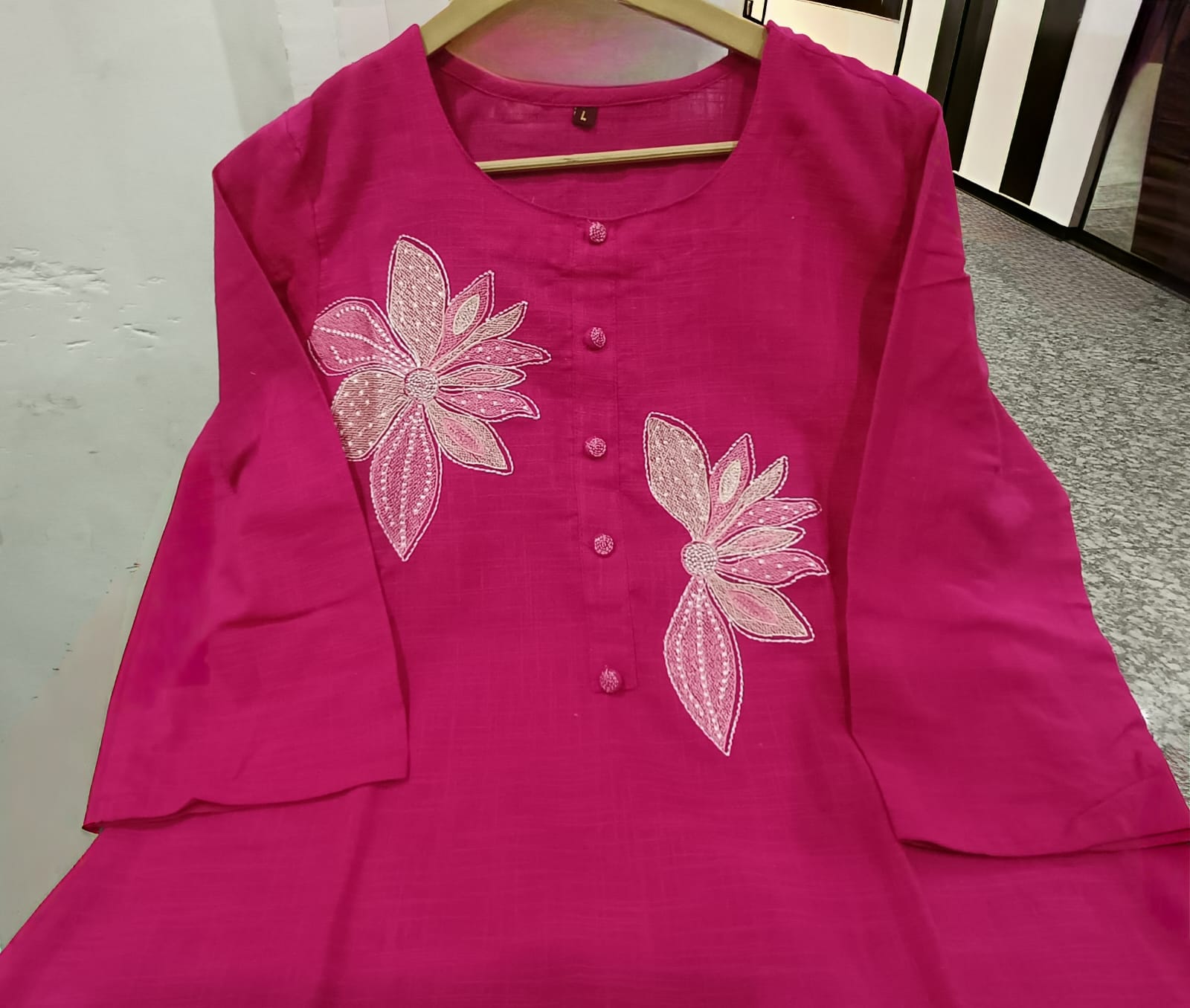 Women Premium Cotton Flex Kurta Set with Pants Embroidered Detail Straight Ethnic Co-Ord Set