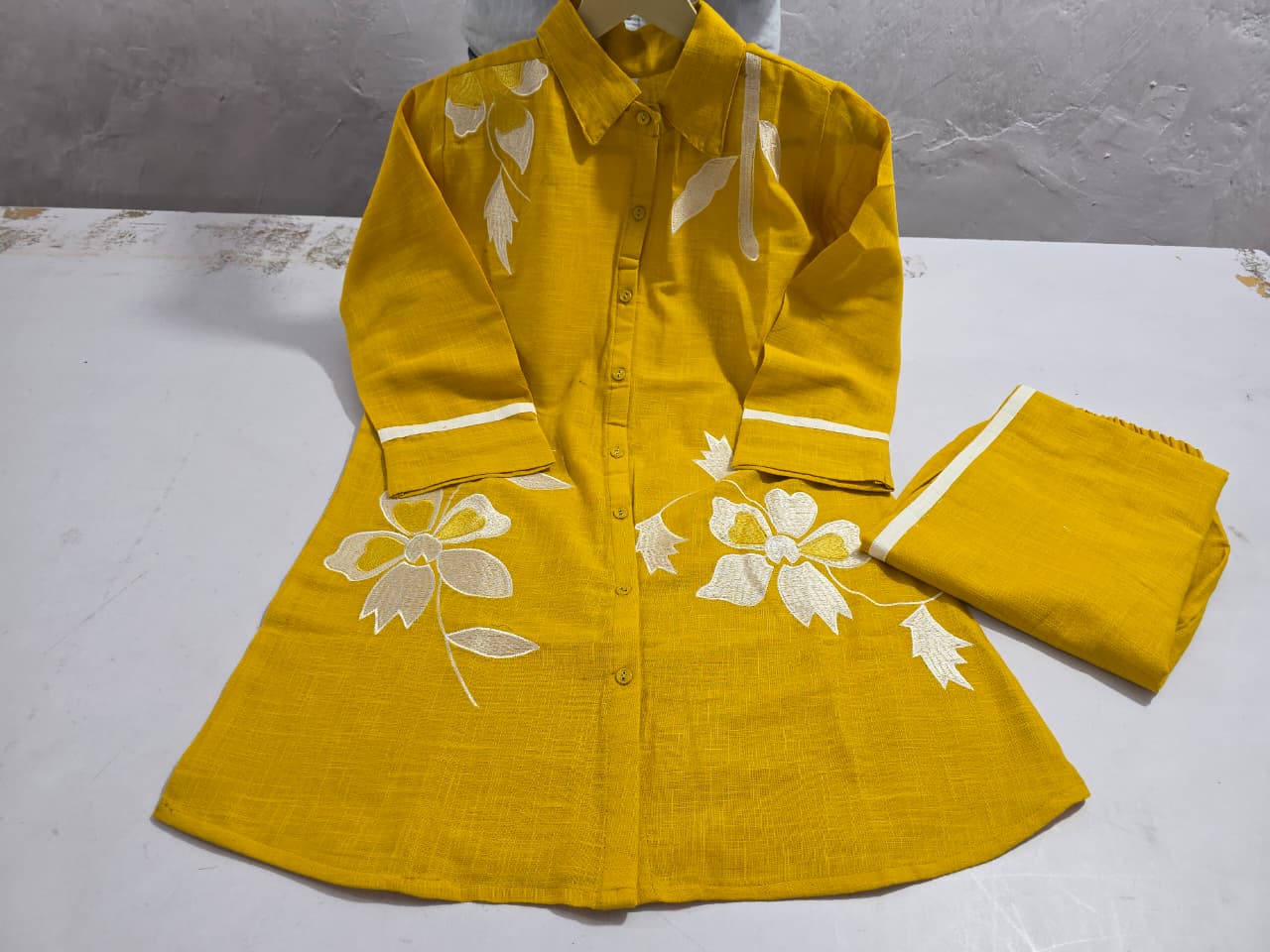 Premium Cotton Slub Floral Shirt Co-Ord Set