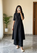 Women's A-Line Cotton Kurti Palazzo Set with Katha Work