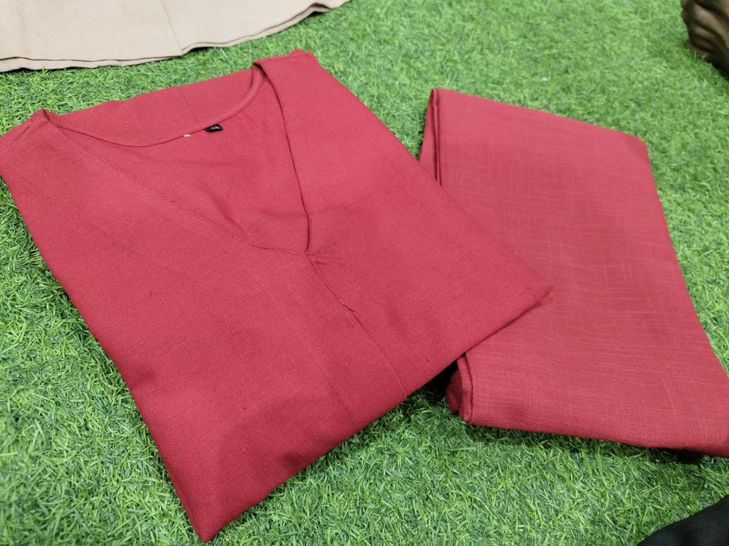 Women Solid Cotton Flex Co Ord Set with Embroidered Sleeves