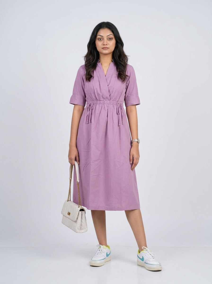 Purple Green Dress Vibrant Colors & Dori Tassel Detail