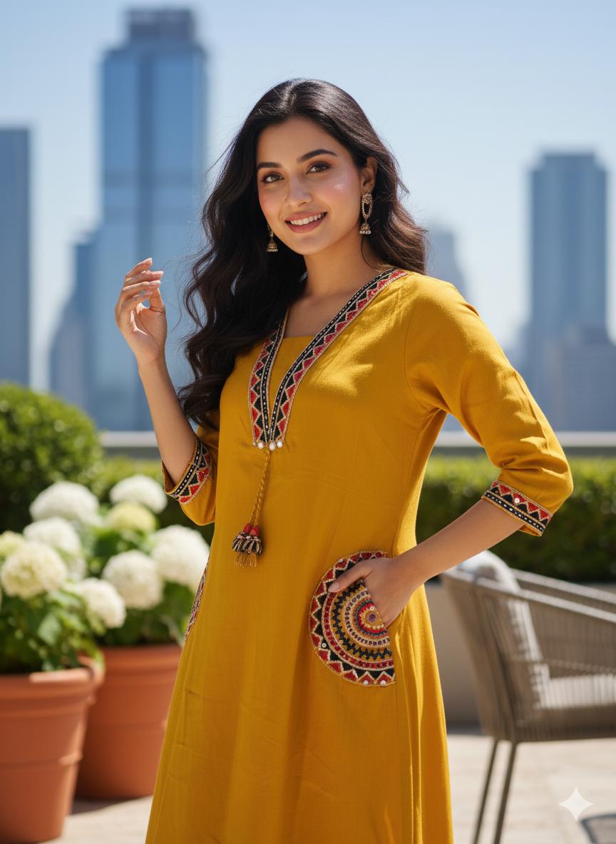 Women Premium Cotton Flex Kurta Palazzo Set with Embroidered Ethnic Detailing