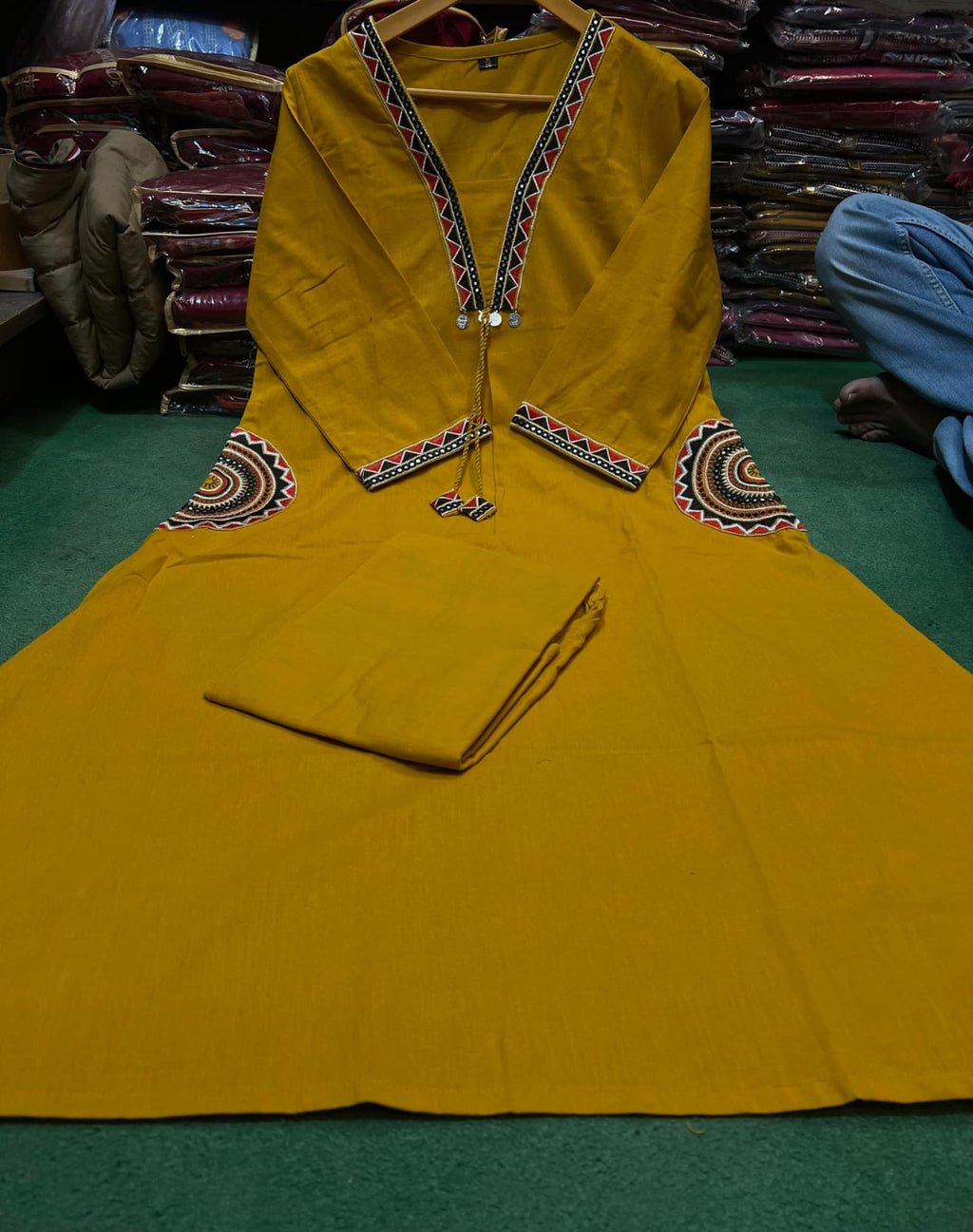Women Premium Cotton Flex Kurta Palazzo Set with Embroidered Ethnic Detailing