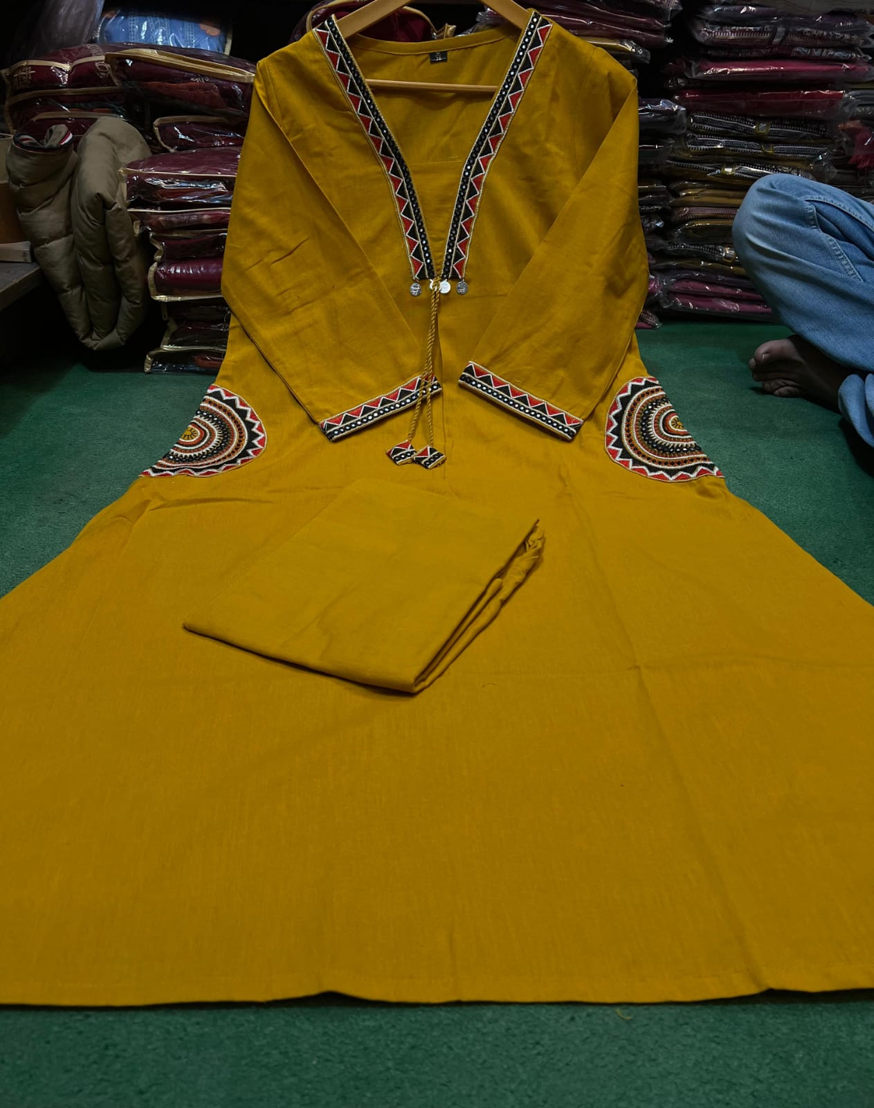 Women Premium Cotton Flex Kurta Palazzo Set with Embroidered Ethnic Detailing