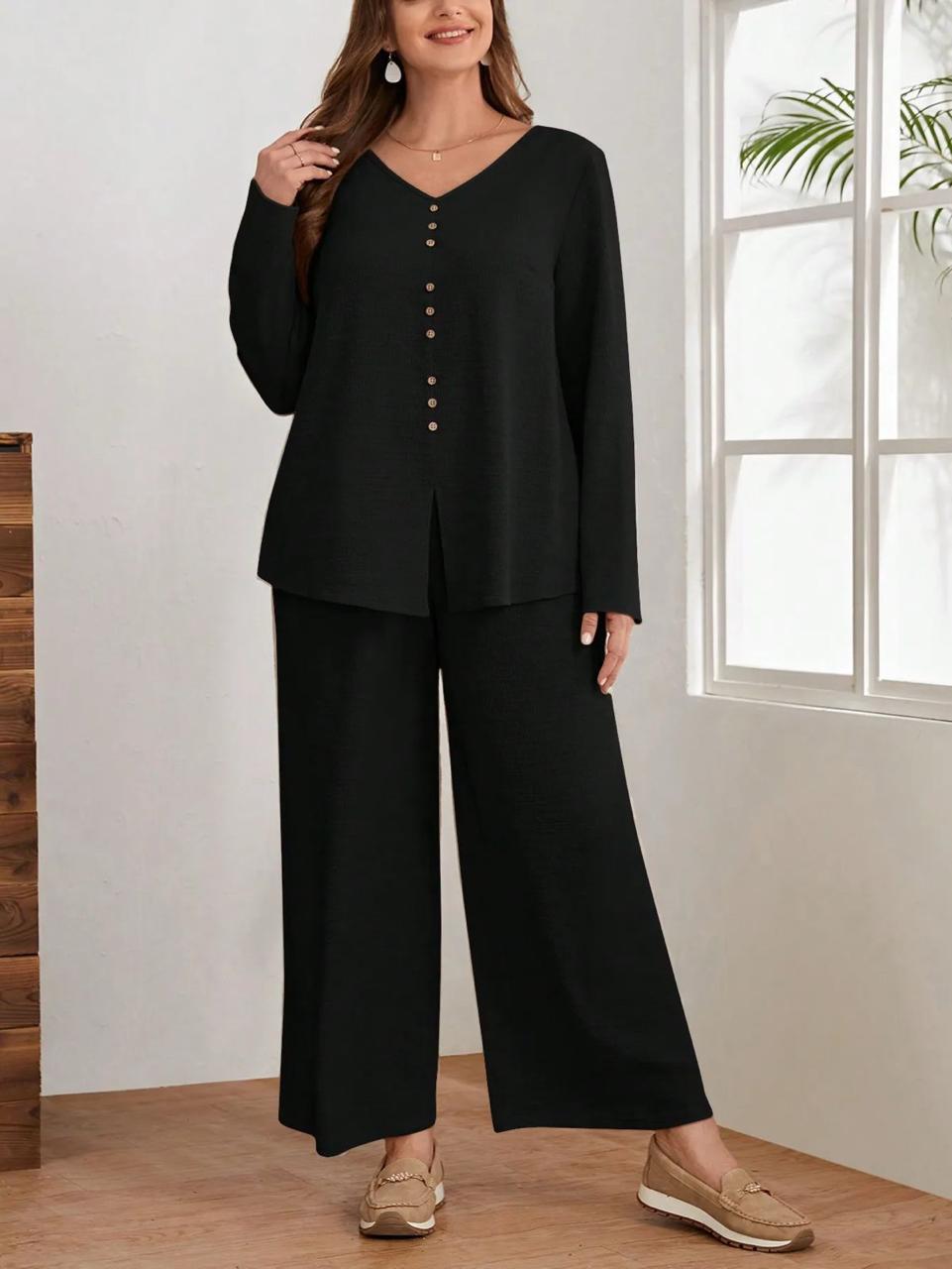 Women Premium Cotton Flex Straight Kurta Set with Pants Minimal Button Detail Ethnic Co-Ord Set